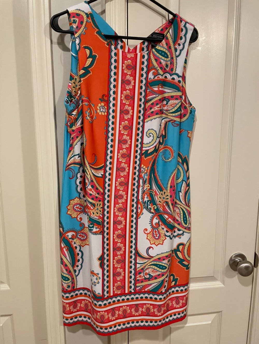 karin stevens Orange & Turquoise Paisley Sleeveless Mini Dress